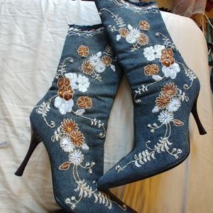 Embroidered Jean boots